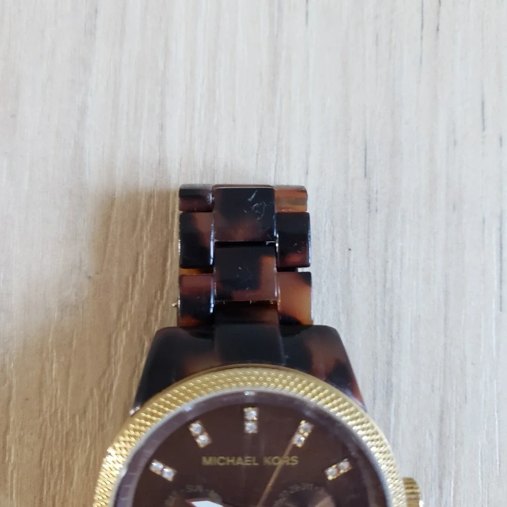 Michael Kors Watch Jet Set Tortoise Shell Ladies Brown Jewelry Swarovski Crystal